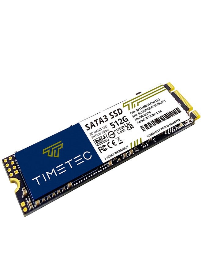 تايم تيك محرك أقراص الحالة الصلبة الداخلي Timetec بسعة 512 جيجابايت بتقنية 3D NAND SATA III بسرعة 6 جيجابت/ثانية M.2 2280 NGFF وسعة كتابة 256 تيرابايت، سرعة قراءة تصل إلى 550 ميجابايت/ثانية، ذاكرة تخزين مؤقتة SLC، معزز للأداء، مناسب لأجهزة الكمبيوتر المكتبية والمحمولة (512 جيجابايت). - Image 3
